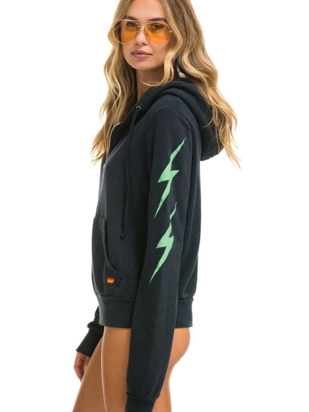 Aviator Nation 4 Bolt Zip Hoodie -Charcoal/ Mint - Brand New!!